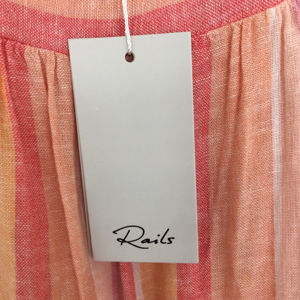 Rails Sadie Dress NEW in Azalea Stripe Peach Pink Linen Blend Women’s Size XS - Picture 12 of 16